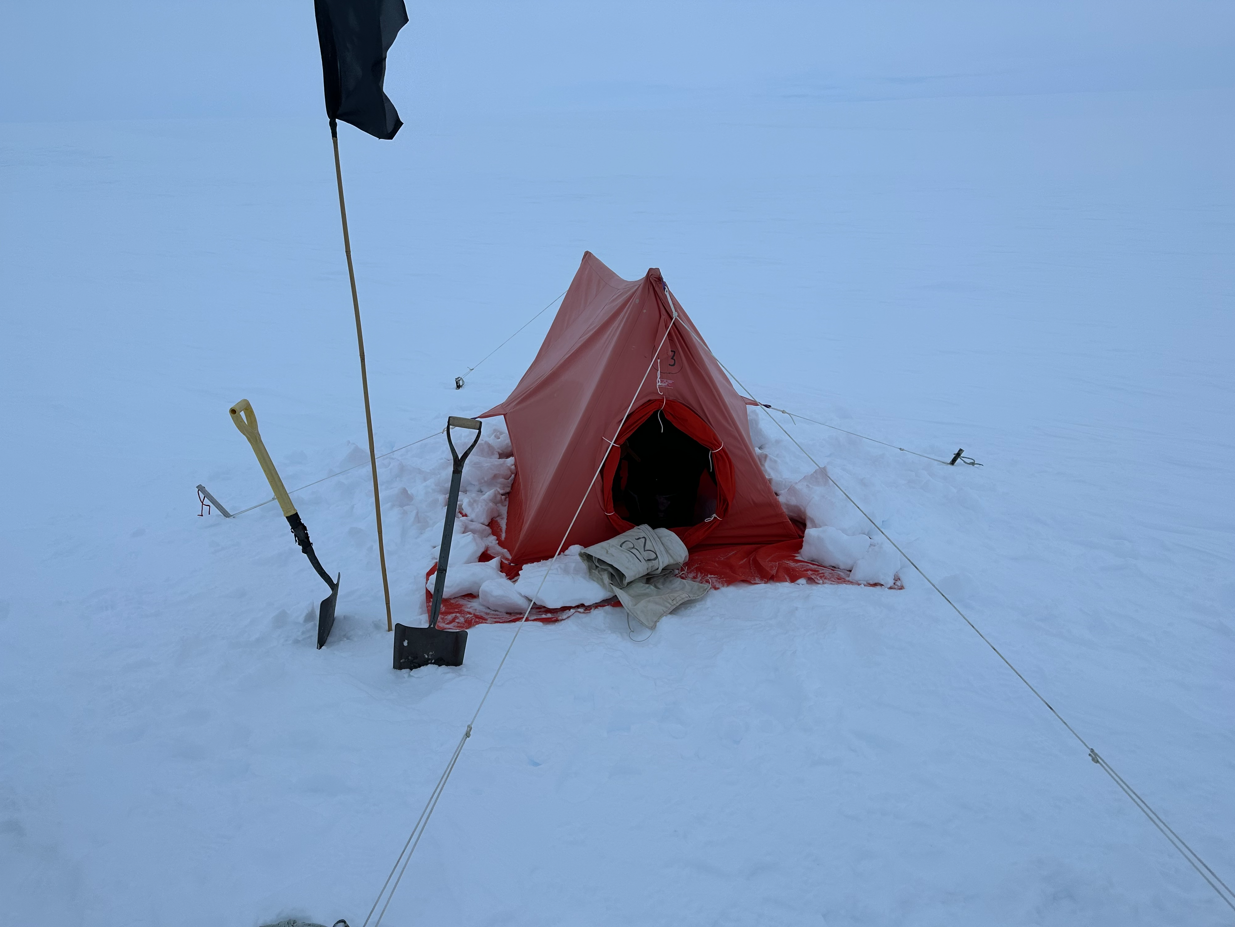 Toilet tent in the snow